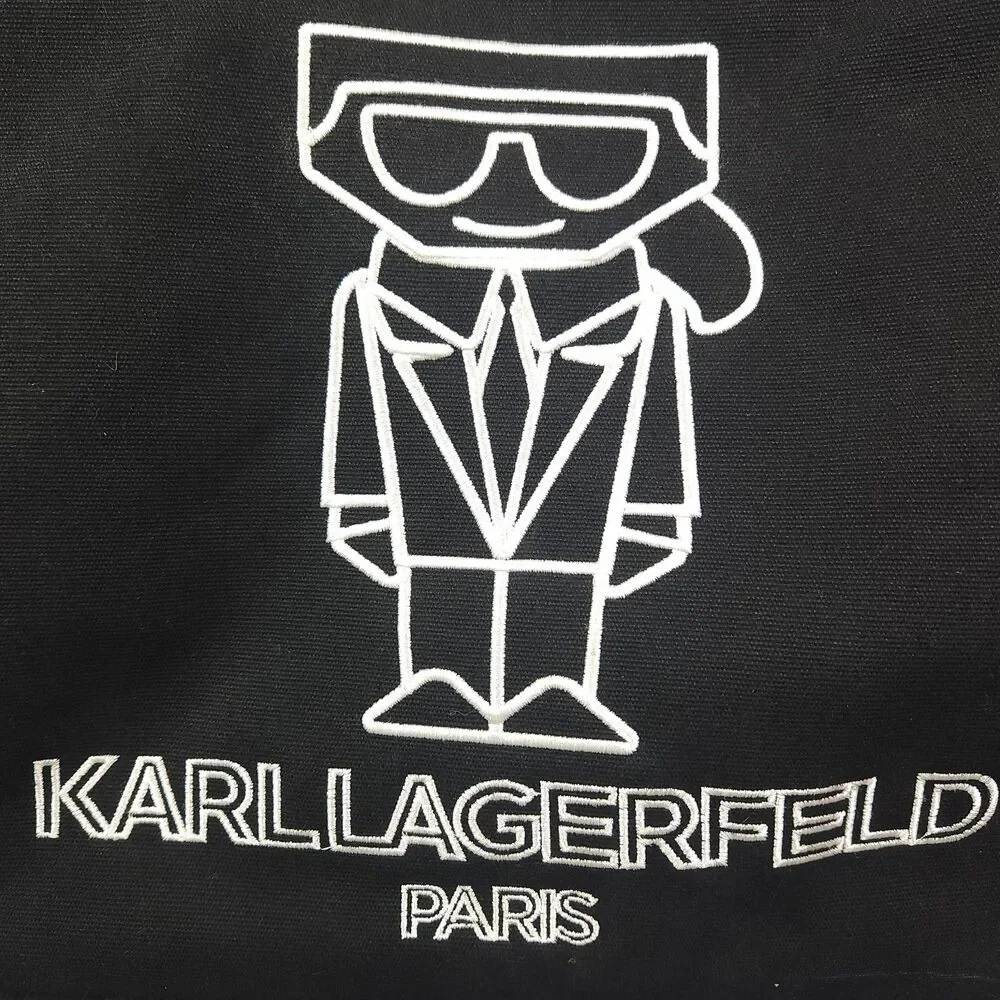 Karl Lagerfeld Paris Canvas Tote Top Zipper Double Handle Pockets Chic